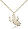 Gold Filled Angel Pendant, Gold Filled Lite Curb Chain, 3/4" x 3/4"