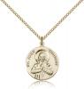 Gold Filled St. John Vianney Pendant, Gold Filled Lite Curb Chain, 3/4" x 5/8"
