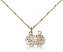Gold Filled St. Benedict Pendant, Gold Filled Lite Curb Chain, 3/8" x 1/4"