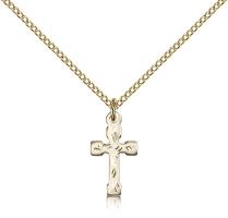 Gold Filled Cross Pendant, Gold Filled Lite Curb Chain, 5/8" x 3/8"