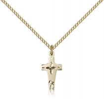 Gold Filled Cross Pendant, Gold Filled Lite Curb Chain, 5/8" x 1/4"