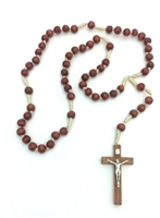 Cord Rosary--Brown wood beads
