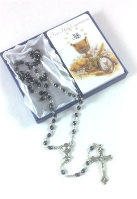 First Holy Communion Rosary and Holy Card Boy Set