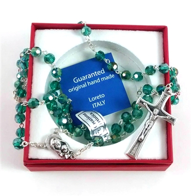 Emerald Crystal Bead Rosary (#R7EM)