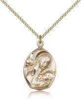 Gold Filled Madonna & Child Pendant, Gold Filled Lite Curb Chain, 1" x 5/8"