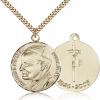 Gold Filled Pope John Paul II Pendant, Stainless Gold Heavy Curb Chain, 1 1/4" x 1 1/8"