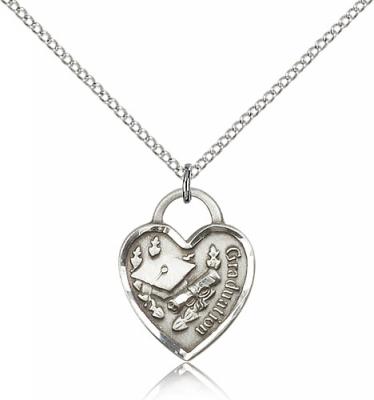 Sterling Silver Graduation Heart Pendant, Sterling Silver Lite Curb Chain, 3/4" x 5/8"