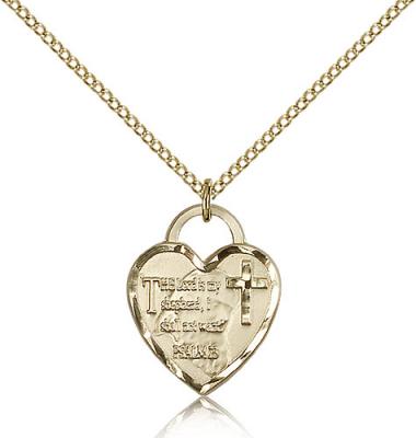 Gold Filled Bridesmaid Heart Pendant, Gold Filled Lite Curb Chain, 3/4" x 5/8"
