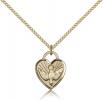 Gold Filled Confirmation Heart Pendant, Gold Filled Lite Curb Chain, 5/8" x 1/2"