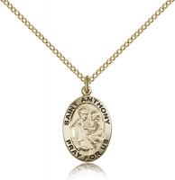 Gold Filled St. Anthony of Padua Pendant, GF Lite Curb Chain, 3/4" x 1/2"
