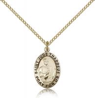 Gold Filled St. Jude Pendant, GF Lite Curb Chain, 3/4" x 1/2"