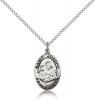 Sterling Silver St. Joseph Pendant, Stainless Silver Lite Curb Chain, 3/4" x 1/2"