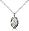 Sterling Silver St. Theresa Pendant, Sterling Silver Lite Curb Chain, 3/4" x 1/2"