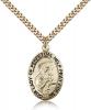 Gold Filled Our Lady of Perpetual Help Pendant, Stainless Gold Heavy Curb Chain, 1" x 5/8"