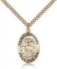 Gold Filled St. Michael the Archangel Pendant, Stainless Gold Heavy Curb Chain, 1" x 5/8"