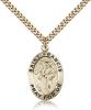 Gold Filled St. Francis of Assisi Pendant, Stainless Gold Heavy Curb Chain, 1" x 5/8"