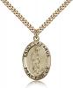 Gold Filled St. Lazarus Pendant, Stainless Gold Heavy Curb Chain, 1" x 5/8"