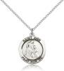 Sterling Silver St. Ann Pendant, Stainless Silver Lite Curb Chain, 3/4" x 3/4"
