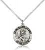 Sterling Silver St. Christopher Pendant, Stainless Silver Lite Curb Chain, 3/4" x 3/4"