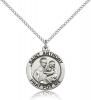 Sterling Silver St. Anthony of Padua Pendant, Stainless Silver Lite Curb Chain, 3/4" x 3/4"