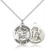 Sterling Silver St. Michael the Archangel Pendant, Stainless Silver Lite Curb Chain, 3/4" x 3/4"