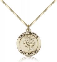 Gold Filled St. Francis Pendant, GF Lite Curb Chain, 3/4" x 3/4"