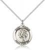 Sterling Silver St. Francis Pendant, Stainless Silver Lite Curb Chain, 3/4" x 3/4"