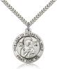 Sterling Silver Our Lady of Perpetual Help Pendant, Stainless Silver Heavy Curb Chain, 1" x 7/8"