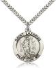 Sterling Silver St. Lazarus Pendant, Stainless Silver Heavy Curb Chain, 1" x 7/8"