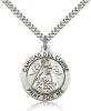 Sterling Silver Caridad Del Cobre Pendant, Stainless Silver Heavy Curb Chain, 1" x 7/8"