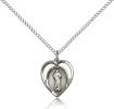 Sterling Silver Divine Mercy Pendant, Sterling Silver Lite Curb Chain, 5/8" x 1/2"