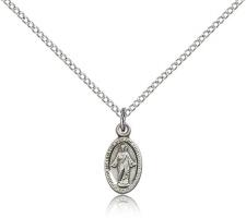 Sterling Silver Scapular Pendant, Sterling Silver Lite Curb Chain, 1/2" x 1/4"