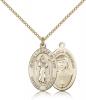 Gold Filled Divine Mercy Pendant, Gold Filled Lite Curb Chain, 7/8" x 1/2"