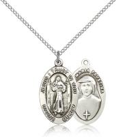 Sterling Silver Divine Mercy Pendant, Sterling Silver Lite Curb Chain, 7/8" x 1/2"