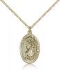Gold Filled St. Christopher Pendant, Gold Filled Lite Curb Chain, 7/8" x 1/2"