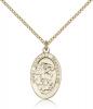 Gold Filled St. Michael the Archangel Pendant, Gold Filled Lite Curb Chain, 7/8" x 1/2"