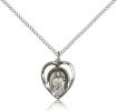Sterling Silver St. Jude Pendant, Sterling Silver Lite Curb Chain, 5/8" x 1/2"