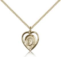 Gold Filled Ecce Homo Pendant, Gold Filled Lite Curb Chain, 5/8" x 1/2"