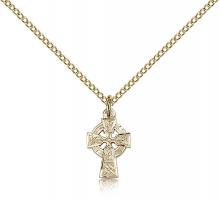 Gold Filled Celtic Cross Pendant, Gold Filled Lite Curb Chain, 1/2" x 3/8"