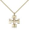 Gold Filled Modern Crucifix Pendant, Gold Filled Lite Curb Chain, 3/4" x 5/8"