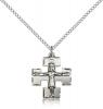 Sterling Silver Modern Crucifix Pendant, Sterling Silver Lite Curb Chain, 3/4" x 5/8"