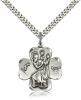 Sterling Silver St. Christopher Pendant, Stainless Silver Heavy Curb Chain, 1" x 7/8"