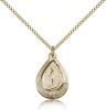 Gold Filled Miraculous Pendant, Gold Filled Lite Curb Chain, 3/4" x 1/2"