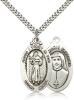 Sterling Silver Divine Mercy Pendant, Stainless Silver Heavy Curb Chain, 1 1/8" x 5/8"
