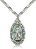 Sterling Silver Miraculous Pendant, Stainless Silver Heavy Curb Chain, 1 1/8" x 5/8"
