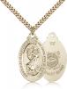 Gold Filled St. Christopher Coast Guard Pendant, Stainless Gold Heavy Curb Chain, 1 1/8" x 5/8"