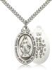 Sterling Silver Miraculous Pendant, Stainless Silver Heavy Curb Chain, 1 1/8" x 5/8"