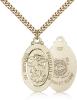 Gold Filled St. Michael / Coast Guard Pendant, Stainless Gold Heavy Curb Chain, 1 1/8" x 5/8"