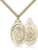 Gold Filled St. Michael / Marines Pendant, Stainless Gold Heavy Curb Chain, 1 1/8" x 5/8"