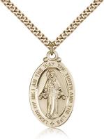 Gold Filled Scapular Pendant, Stainless Gold Heavy Curb Chain, 1 1/8" x 5/8"